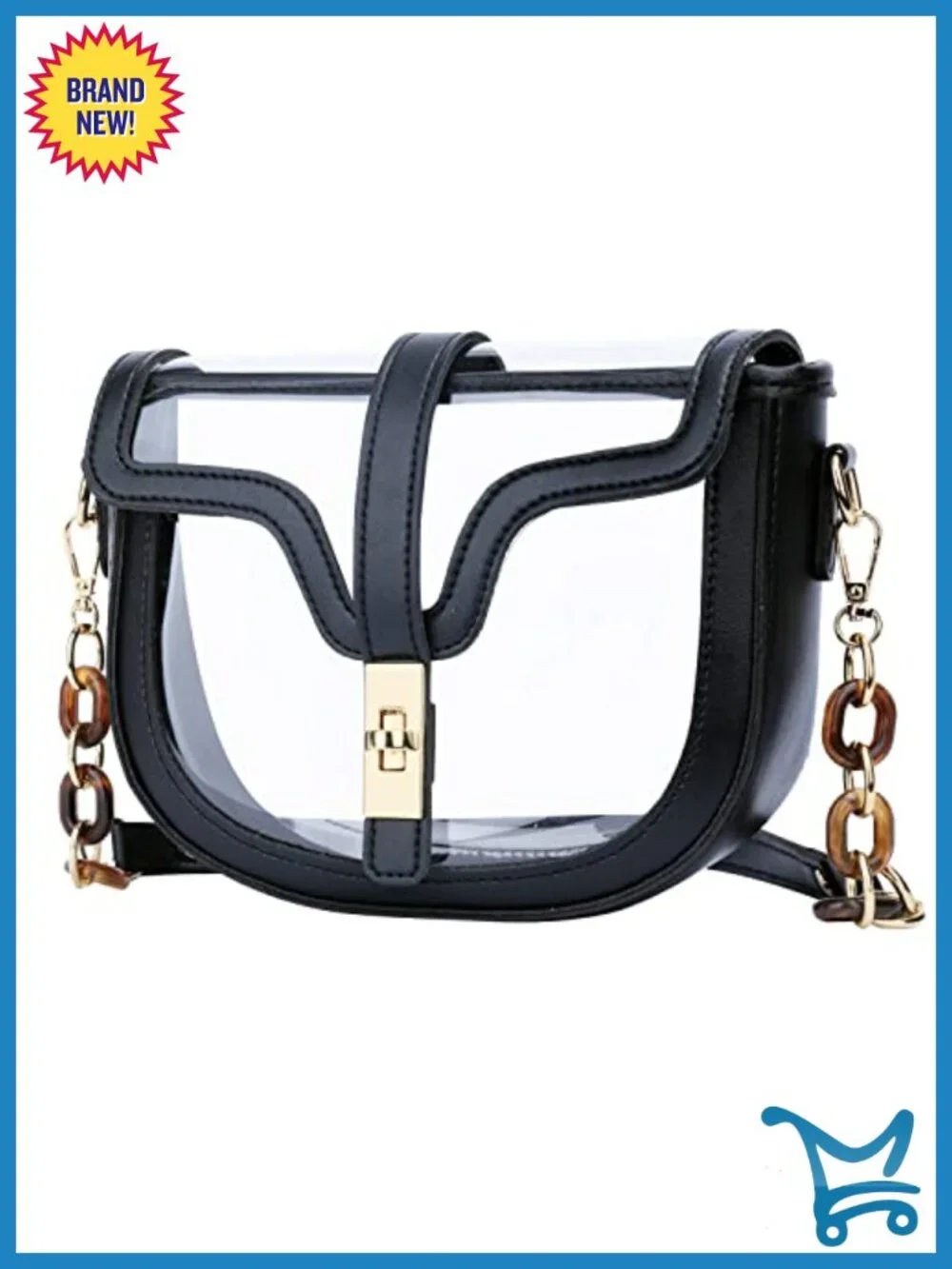 Clear Crossbody Purse Stadium Approved Transparent Shoulder Bag 2 Straps PVC